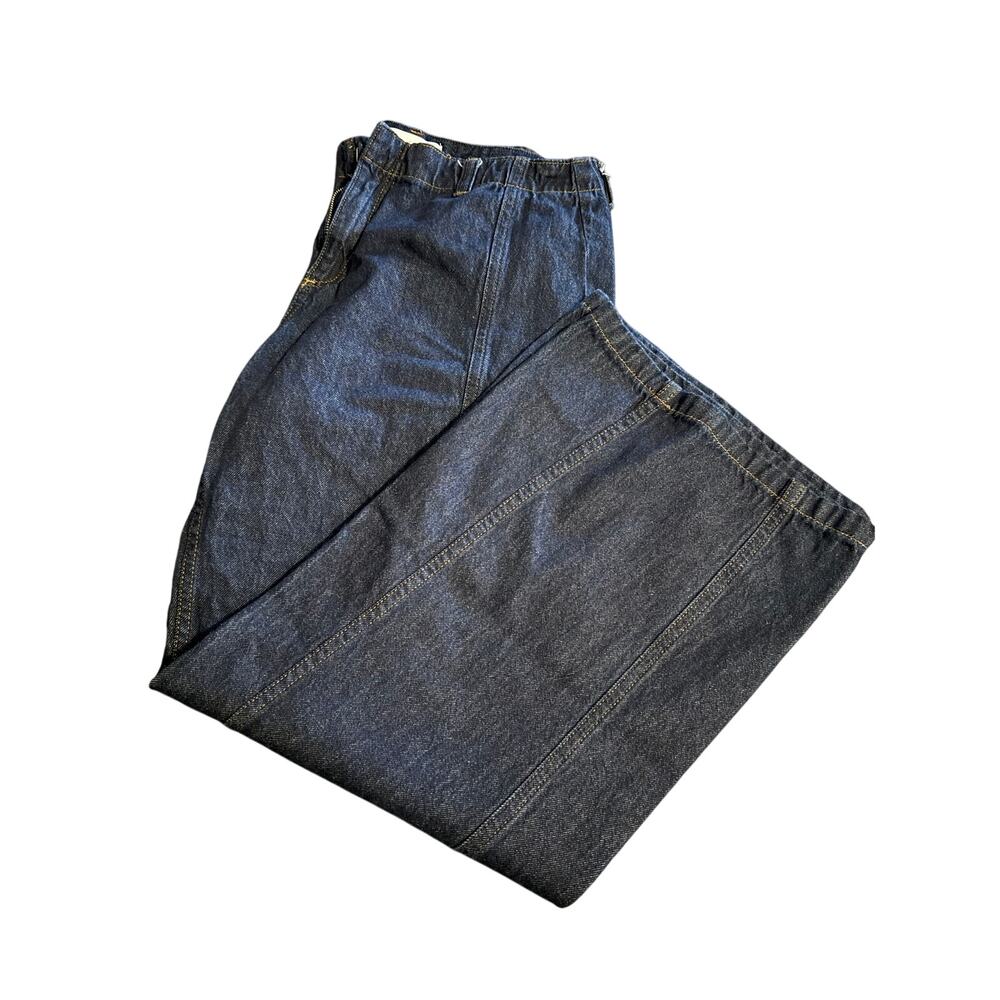 Zara wide leg jeans dark wash distressed